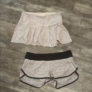 Lululemon Athletica Cream and Black Patterned Skirt and shorts